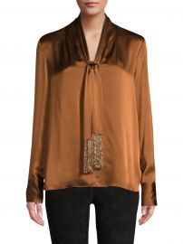 Elie Tahari - Kendal Beaded Tie-Neck Silk Blouse at Saks Fifth Avenue